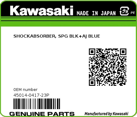 Product image: Kawasaki - 45014-0417-23P - SHOCKABSORBER, SPG BLK+AJ BLUE  0