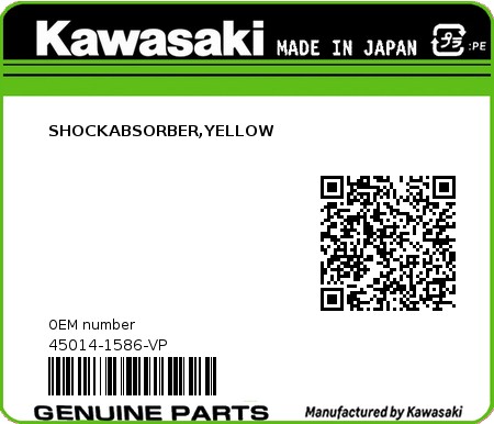 Product image: Kawasaki - 45014-1586-VP - SHOCKABSORBER,YELLOW  0