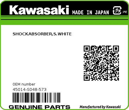 Product image: Kawasaki - 45014-S048-573 - SHOCKABSORBER,S.WHITE 