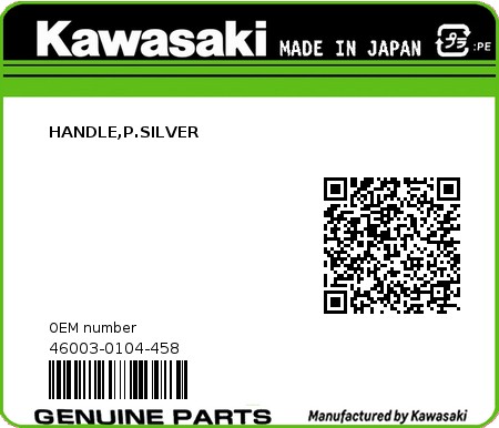 Product image: Kawasaki - 46003-0104-458 - HANDLE,P.SILVER 