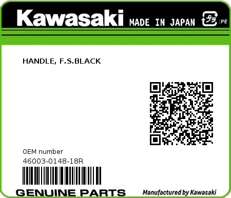 Product image: Kawasaki - 46003-0148-18R - HANDLE, F.S.BLACK  0
