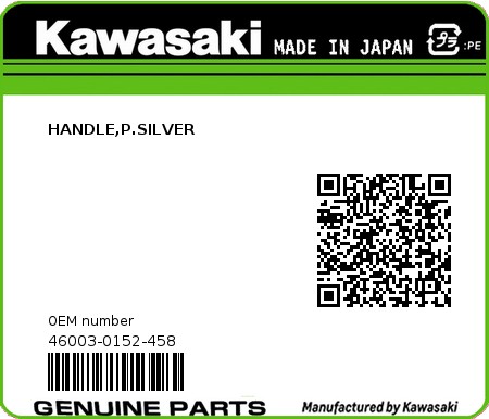 Product image: Kawasaki - 46003-0152-458 - HANDLE,P.SILVER 