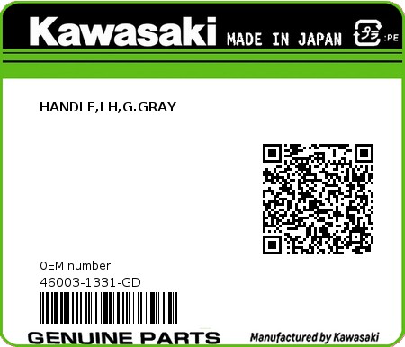 Product image: Kawasaki - 46003-1331-GD - HANDLE,LH,G.GRAY 