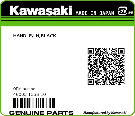 Product image: Kawasaki - 46003-1336-10 - HANDLE,LH,BLACK 