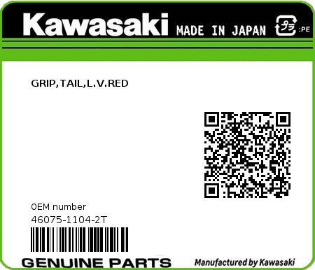 Product image: Kawasaki - 46075-1104-2T - GRIP,TAIL,L.V.RED  0