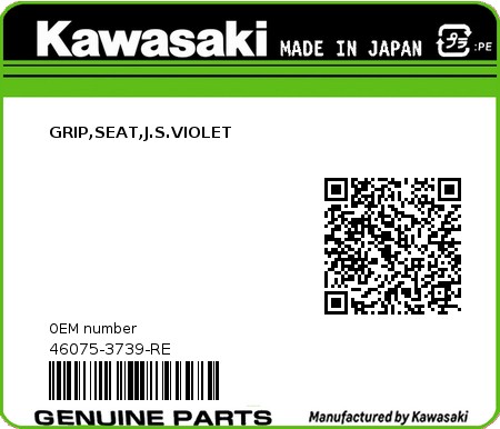 Product image: Kawasaki - 46075-3739-RE - GRIP,SEAT,J.S.VIOLET 