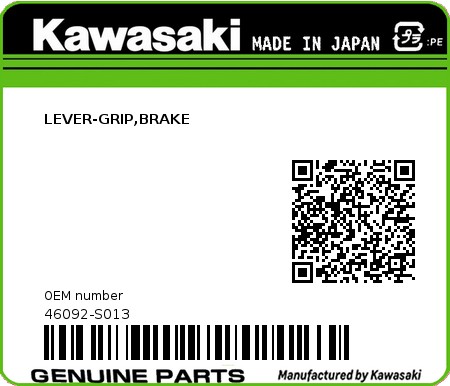 Product image: Kawasaki - 46092-S013 - LEVER-GRIP,BRAKE 