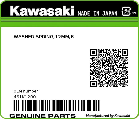 Product image: Kawasaki - 461K1200 - WASHER-SPRING,12MM,B  0
