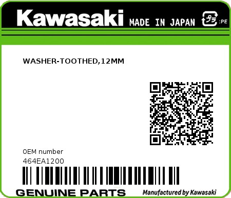 Product image: Kawasaki - 464EA1200 - WASHER-TOOTHED,12MM  0