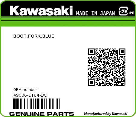 Product image: Kawasaki - 49006-1184-BC - BOOT,FORK,BLUE 