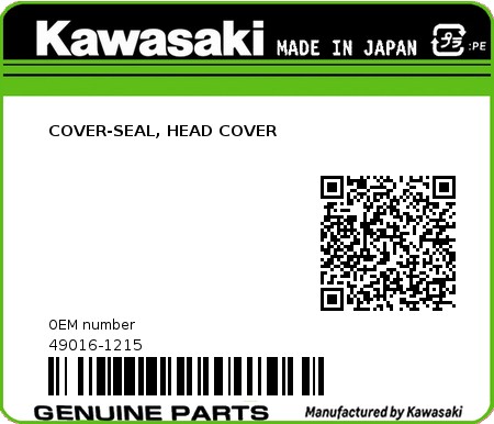 Product image: Kawasaki - 49016-1215 - COVER-SEAL, HEAD COVER 