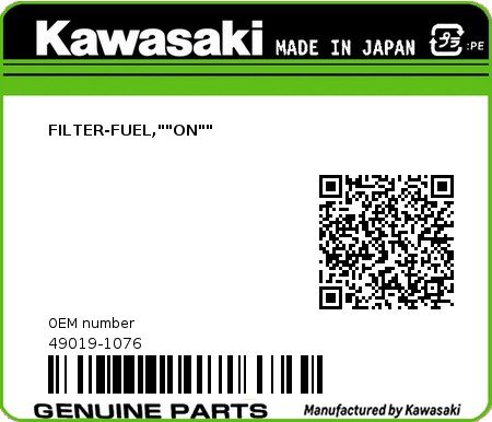 Product image: Kawasaki - 49019-1076 - FILTER-FUEL,""ON"" 