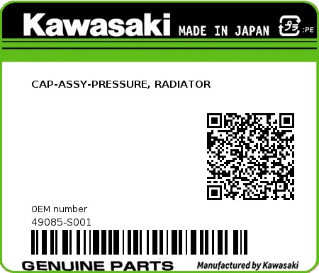 Product image: Kawasaki - 49085-S001 - CAP-ASSY-PRESSURE, RADIATOR 