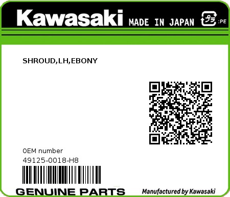 Product image: Kawasaki - 49125-0018-H8 - SHROUD,LH,EBONY  0