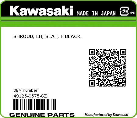 Product image: Kawasaki - 49125-0575-6Z - SHROUD, LH, SLAT, F.BLACK 