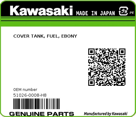 Product image: Kawasaki - 51026-0008-H8 - COVER TANK, FUEL, EBONY 