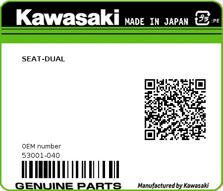 Product image: Kawasaki - 53001-040 - SEAT-DUAL 