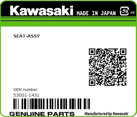 Product image: Kawasaki - 53001-1431 - SEAT-ASSY 