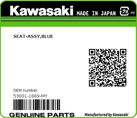 Product image: Kawasaki - 53001-1669-MY - SEAT-ASSY,BLUE  0