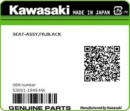 Product image: Kawasaki - 53001-1949-MA - SEAT-ASSY,FR,BLACK  0
