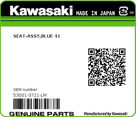 Product image: Kawasaki - 53001-3721-LM - SEAT-ASSY,BLUE 41  0