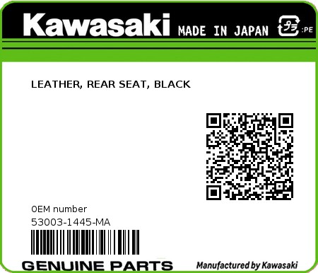 Product image: Kawasaki - 53003-1445-MA - LEATHER, REAR SEAT, BLACK 