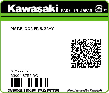Product image: Kawasaki - 53004-3755-RG - MAT,FLOOR,FR,S.GRAY  0