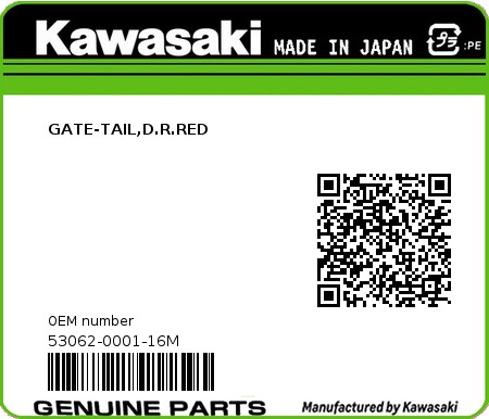 Product image: Kawasaki - 53062-0001-16M - GATE-TAIL,D.R.RED  0