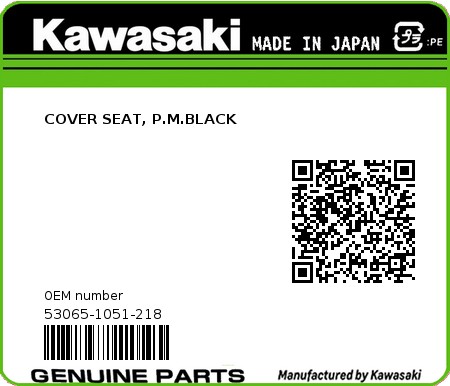 Product image: Kawasaki - 53065-1051-218 - COVER SEAT, P.M.BLACK 