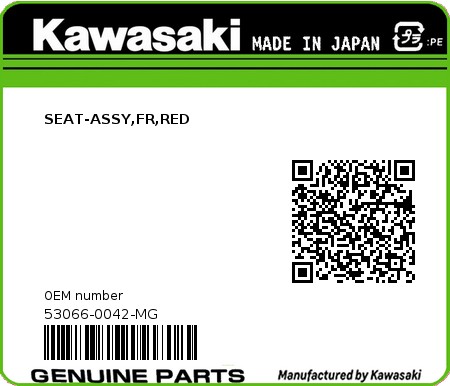 Product image: Kawasaki - 53066-0042-MG - SEAT-ASSY,FR,RED 