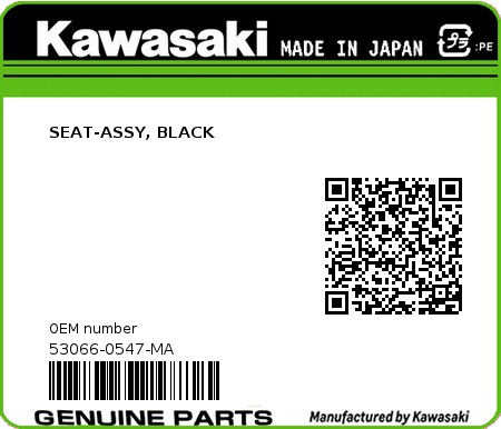Product image: Kawasaki - 53066-0547-MA - SEAT-ASSY, BLACK  0