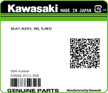 Product image: Kawasaki - 53066-3712-309 - SEAT-ASSY, RR, S.RED  0