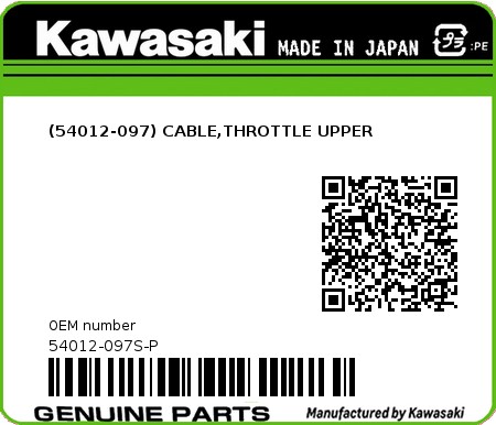 Product image: Kawasaki - 54012-097S-P - (54012-097) CABLE,THROTTLE UPPER 