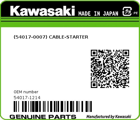 Product image: Kawasaki - 54017-1214 - (54017-0007) CABLE-STARTER  0