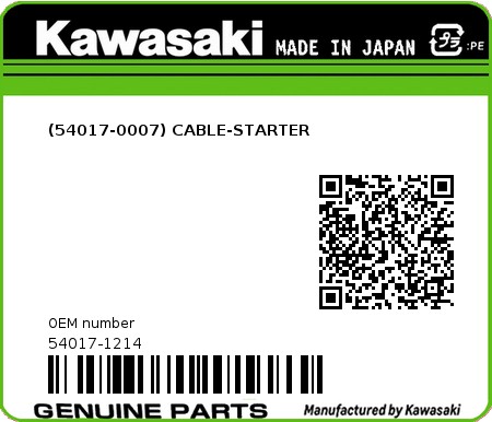 Product image: Kawasaki - 54017-1214 - (54017-0007) CABLE-STARTER 