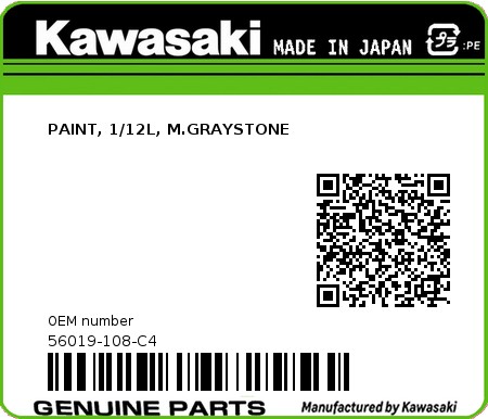 Product image: Kawasaki - 56019-108-C4 - PAINT, 1/12L, M.GRAYSTONE 