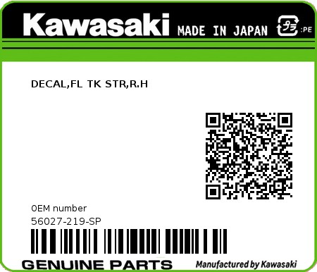 Product image: Kawasaki - 56027-219-SP - DECAL,FL TK STR,R.H  0