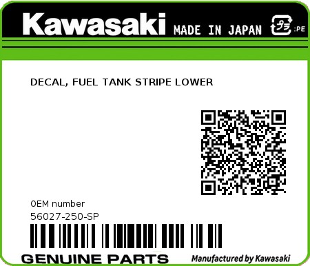Product image: Kawasaki - 56027-250-SP - DECAL, FUEL TANK STRIPE LOWER  0