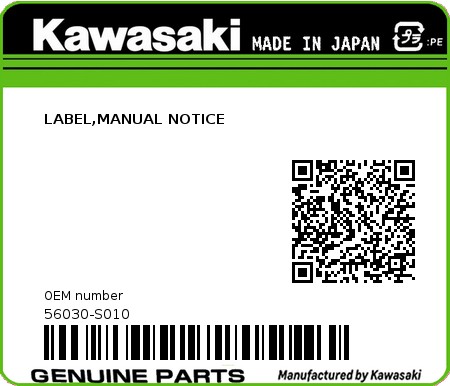 Product image: Kawasaki - 56030-S010 - LABEL,MANUAL NOTICE  0