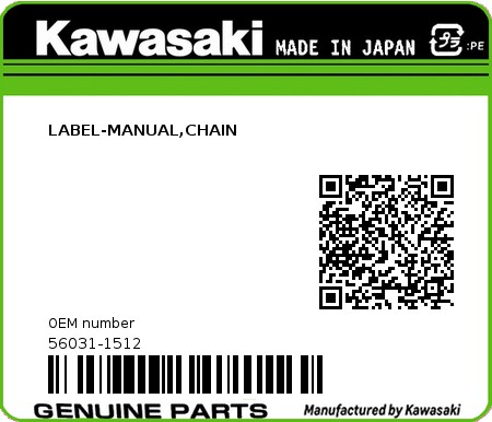 Product image: Kawasaki - 56031-1512 - LABEL-MANUAL,CHAIN 