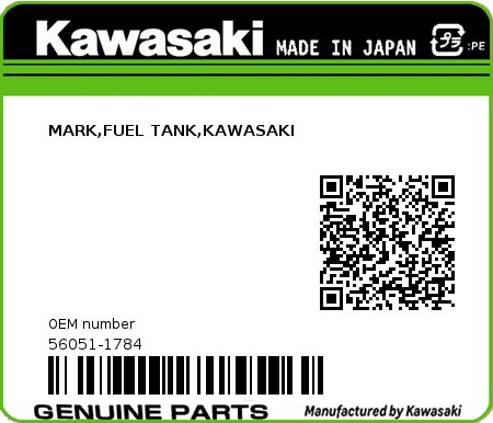 Product image: Kawasaki - 56051-1784 - MARK,FUEL TANK,KAWASAKI  0