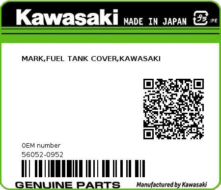 Product image: Kawasaki - 56052-0952 - MARK,FUEL TANK COVER,KAWASAKI 