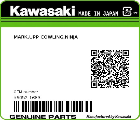 Product image: Kawasaki - 56052-1683 - MARK,UPP COWLING,NINJA 