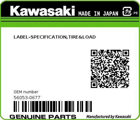 Product image: Kawasaki - 56053-0677 - LABEL-SPECIFICATION,TIRE&LOAD 