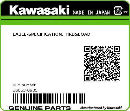 Product image: Kawasaki - 56053-0935 - LABEL-SPECIFICATION, TIRE&LOAD  0