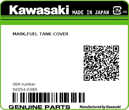 Product image: Kawasaki - 56054-0389 - MARK,FUEL TANK COVER  0