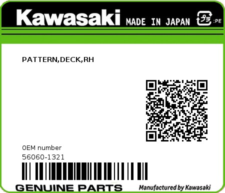 Product image: Kawasaki - 56060-1321 - PATTERN,DECK,RH  0