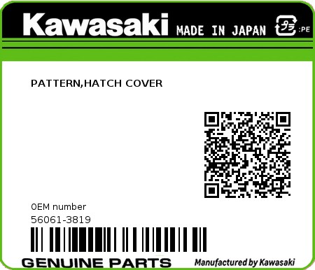 Product image: Kawasaki - 56061-3819 - PATTERN,HATCH COVER 