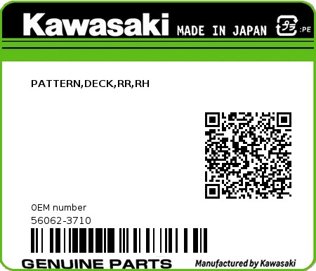 Product image: Kawasaki - 56062-3710 - PATTERN,DECK,RR,RH  0