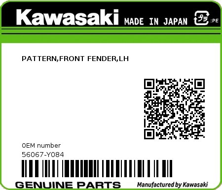 Product image: Kawasaki - 56067-Y084 - PATTERN,FRONT FENDER,LH  0